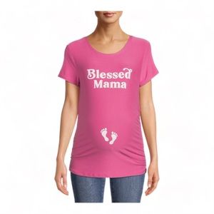Time & Tru Pink Maternity Top “Blessed Mama” - M